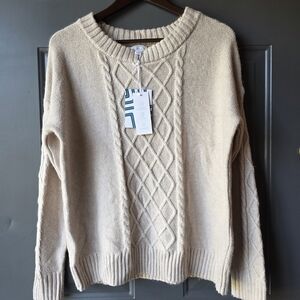 Market & Spruce Beige Cable Knit Sweater